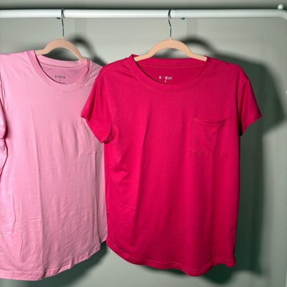 Two SHEIN Pink Women's Tops with Pocket - Picture 6 of 10